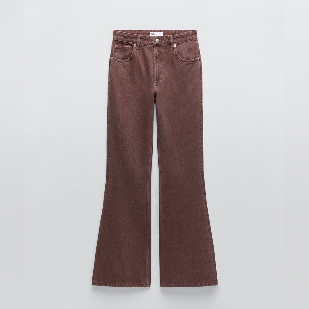 Zara high-rise full length light maroon jeans
